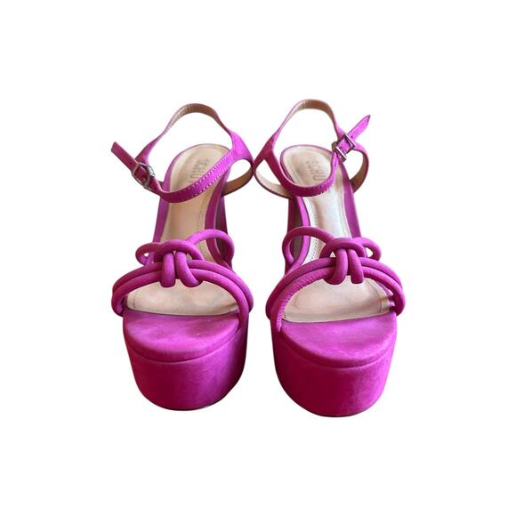 Schutz - Picca Pink Suede Chunky High Heel Platform Sandals - Picture 2 of 11